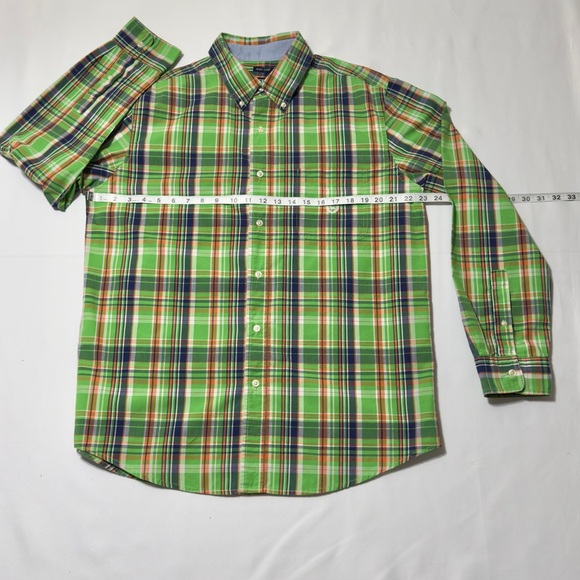 Chaps Men's Green Plaid Shirt Button Down Long Sleeve Size L Easy Care Excellent - Picture 4 of 10